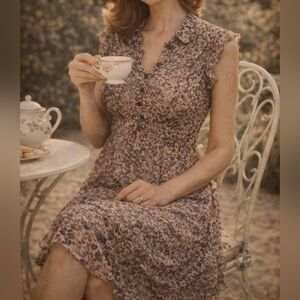 ❄️ Vintage Blue and Cream floral dress